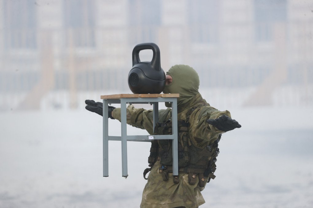 Soldiers demonstrate their skills as they perform during the 60th anniversary celebrations of The 5th Special Forces Brigade, at the city of Maryina Gorka in Minsk, Belarus, on December 27, 2022. (Source: Getty Images) Soldiers demonstrate their skills as they perform during the 60th anniversary celebrations of The 5th Special Forces Brigade, at the city of Maryina Gorka in Minsk, Belarus, on December 27, 2022. (Source: Getty Images)