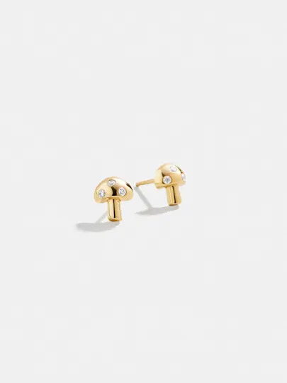 18k Gold Just for Fun Earrings - Mushroom