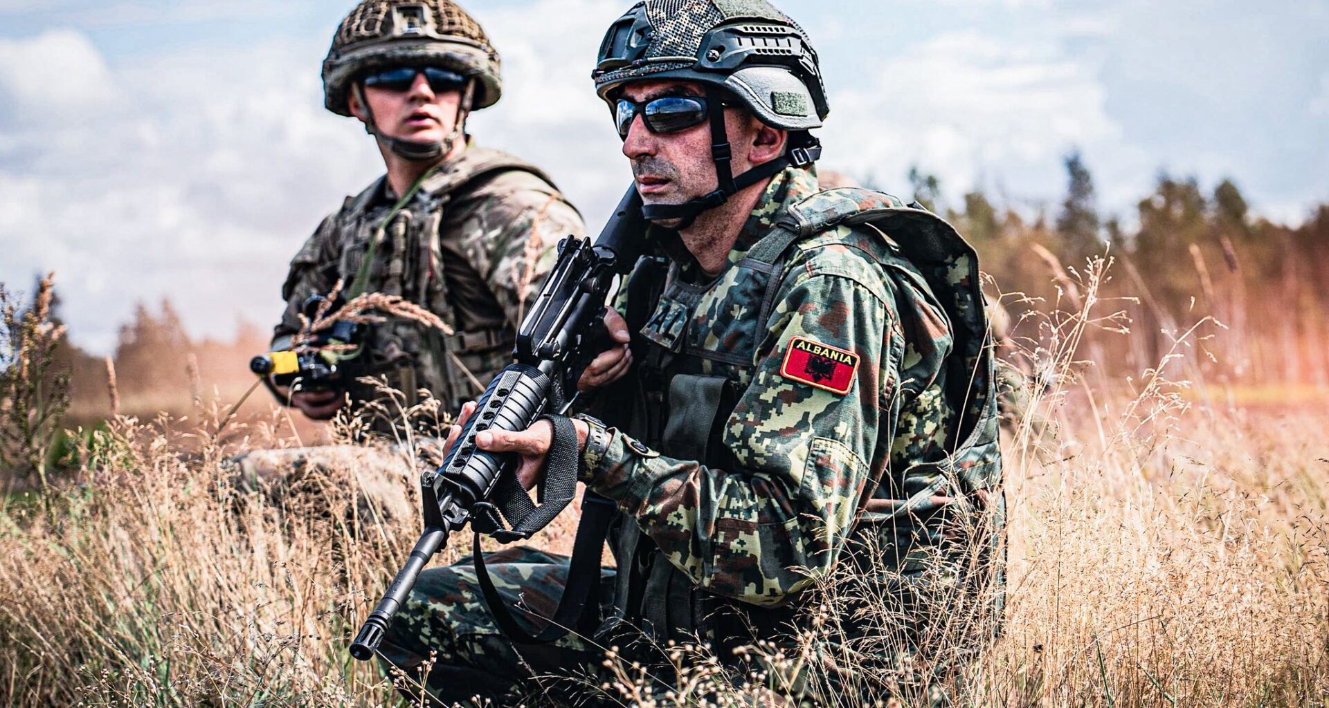 Albanian military engineers in Latvia part of a mine clearance exercise with their NATO colleagues