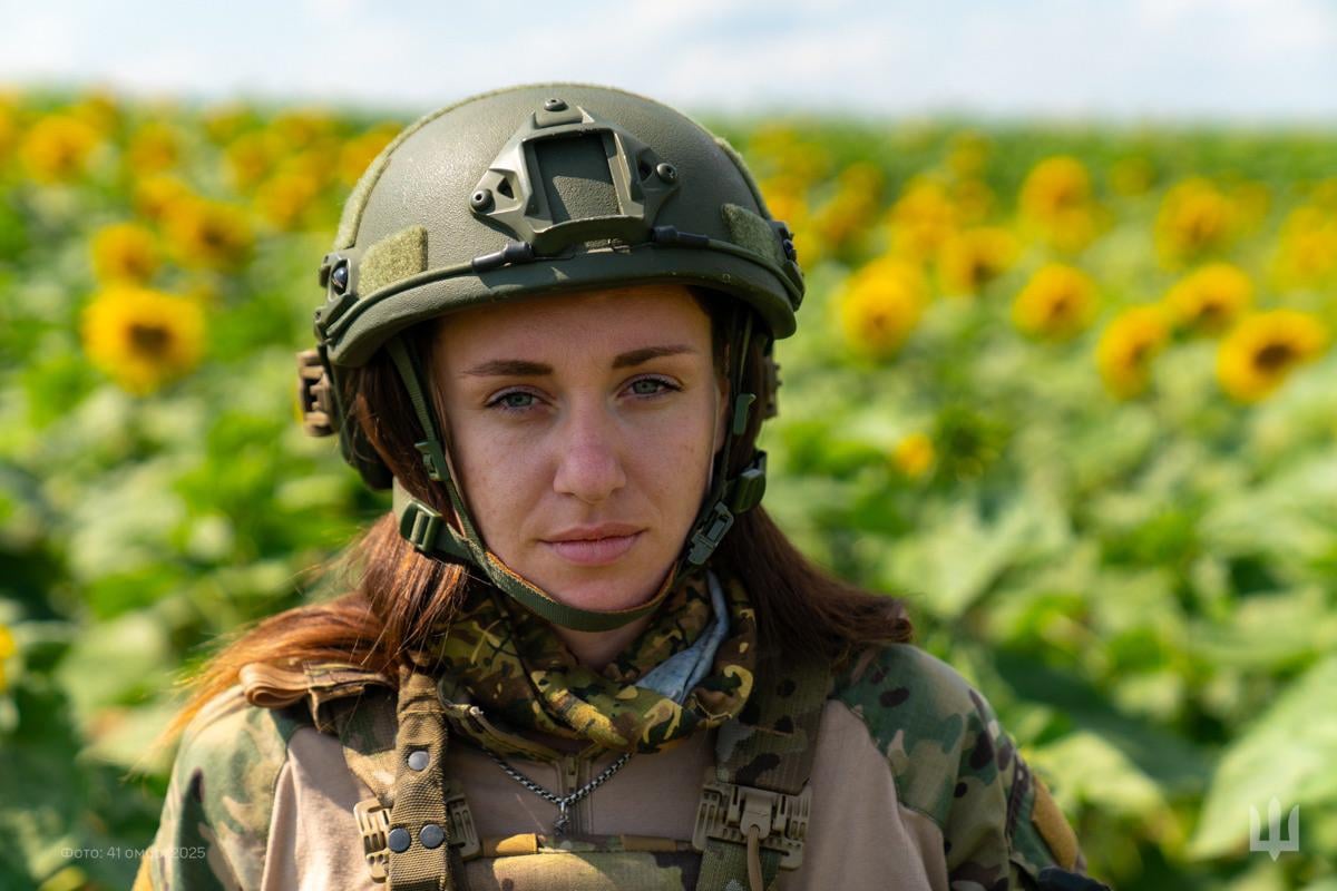 Ukrainian soldier Viktoria, call sign 'Witch', she is from a  communications unit - of the 41st Separate Mechanized Brigade - of the Ukrainian Army.