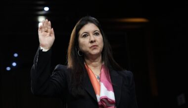 Dr. Adriana Kugler, nominee to be a member of the Board of Governors of the Federal Reserve System, is sworn in during a Senate Banking nominations hearing on June 21, 2023 in Washington, DC. Kugler announced her resignation last week.