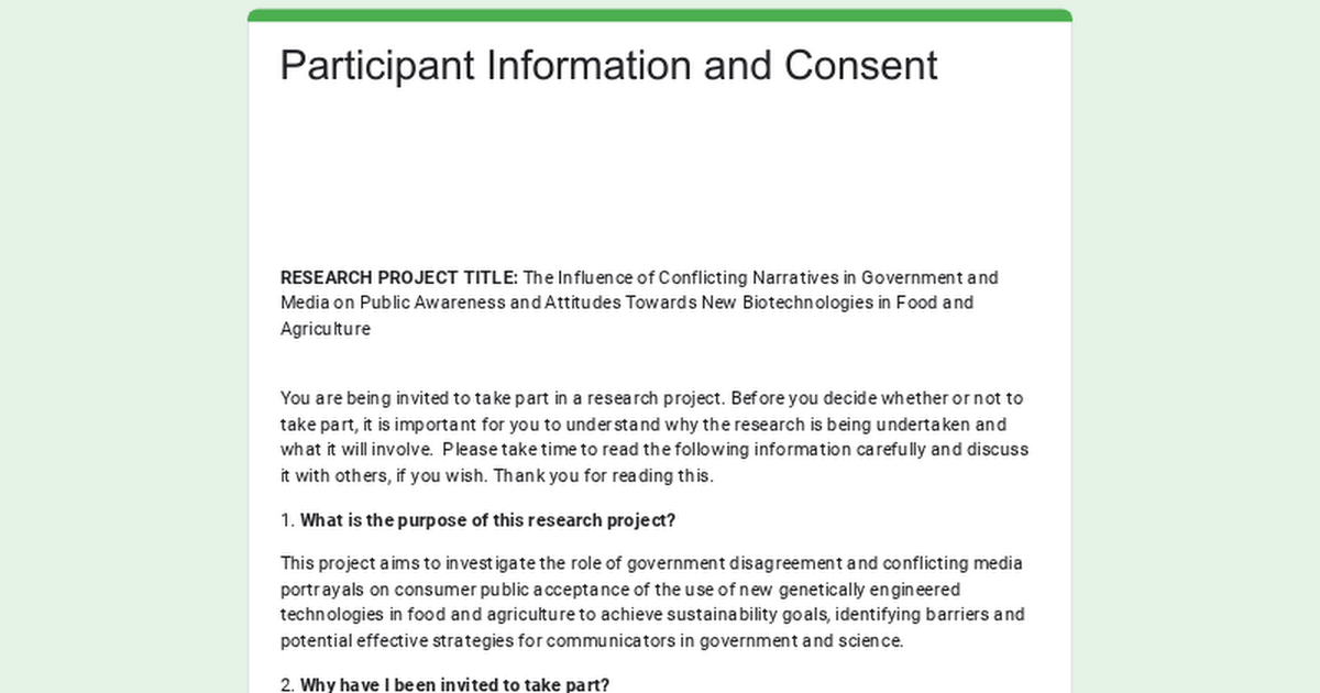 New agricultural biotechnologies - attitudes and awareness