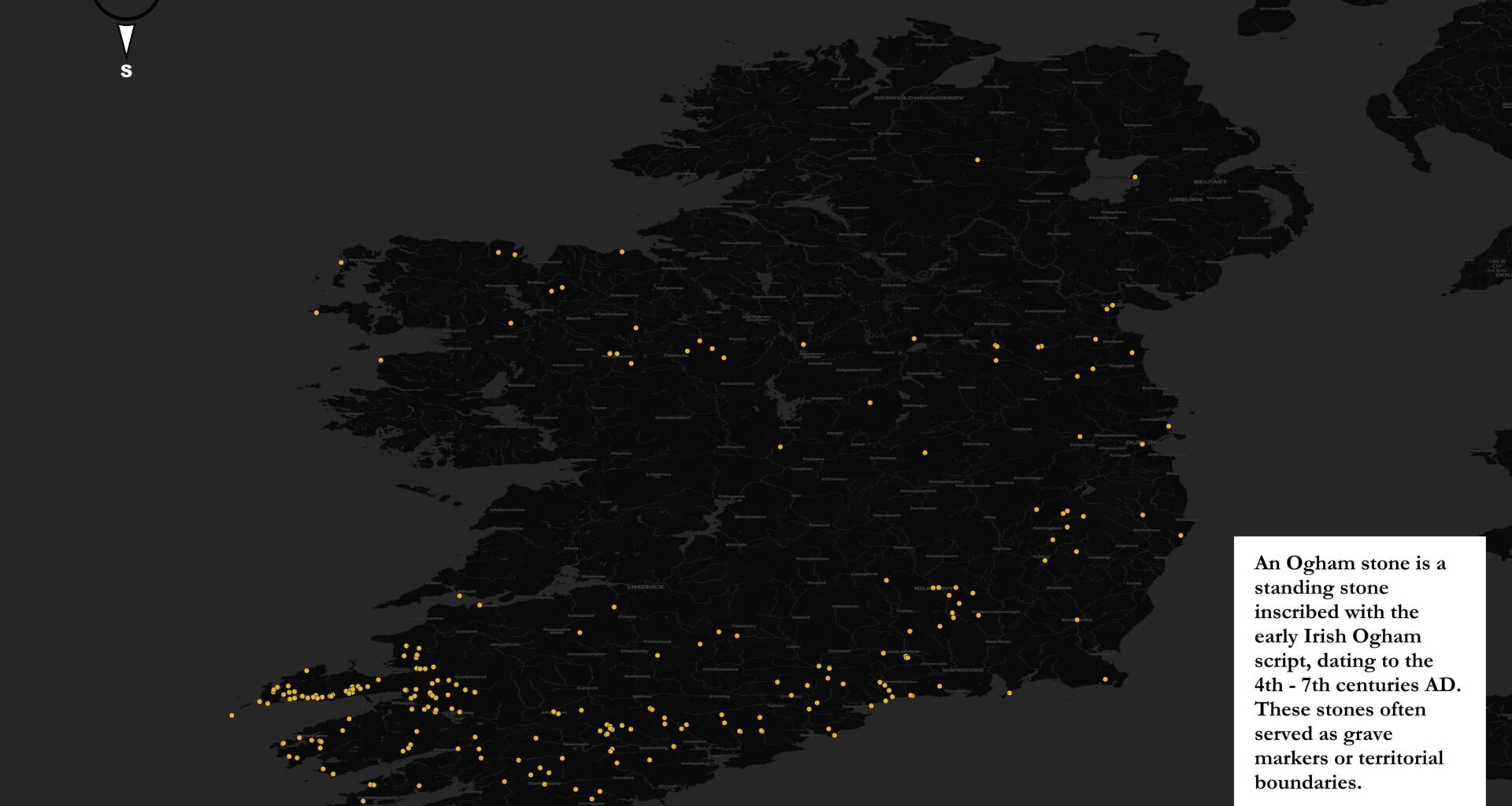 Ogham Stone Distribution in Ireland