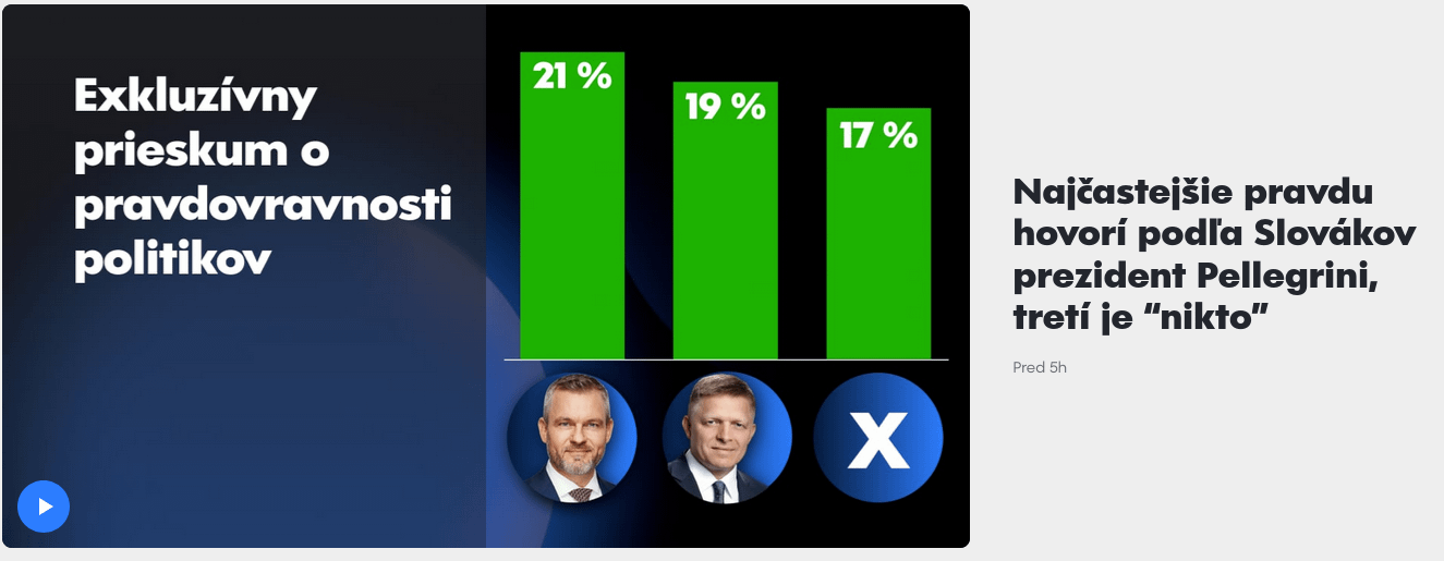 Najčastejšie pravdu hovorí podľa Slovákov prezident Pellegrini, Fico je druhý