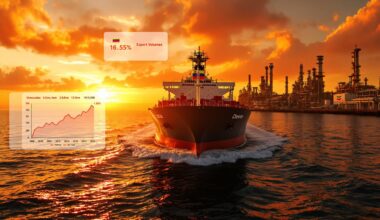 Tanker delivering Venezuelan crude oil at sunset.