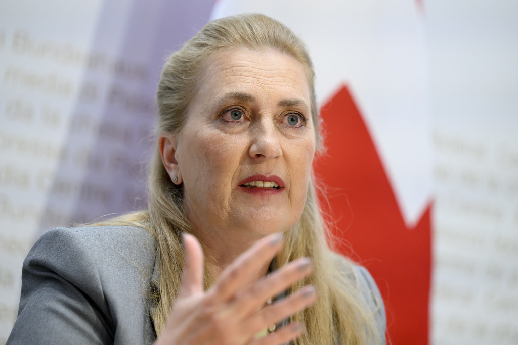 Helene Budliger Artieda parle lors d’une conférence de presse sur sa nomination comme nouvelle secrétaire d’État au SECO à Berne. Helene Budliger Artieda parle lors d’une conférence de presse sur sa nomination comme nouvelle secrétaire d’État au SECO à Berne.