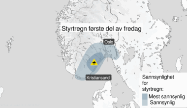 Varsler styrtregn på deler av Sørlandet og Østlandet fredag