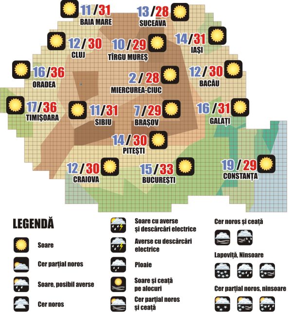 Prognoza meteo (29.08. - 30.08.2025)