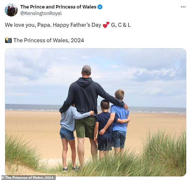 In June the Wales children shared a heartwarming tribute to their 'Papa' Prince William for Father's Day and they signed the sweet message with their first name initial