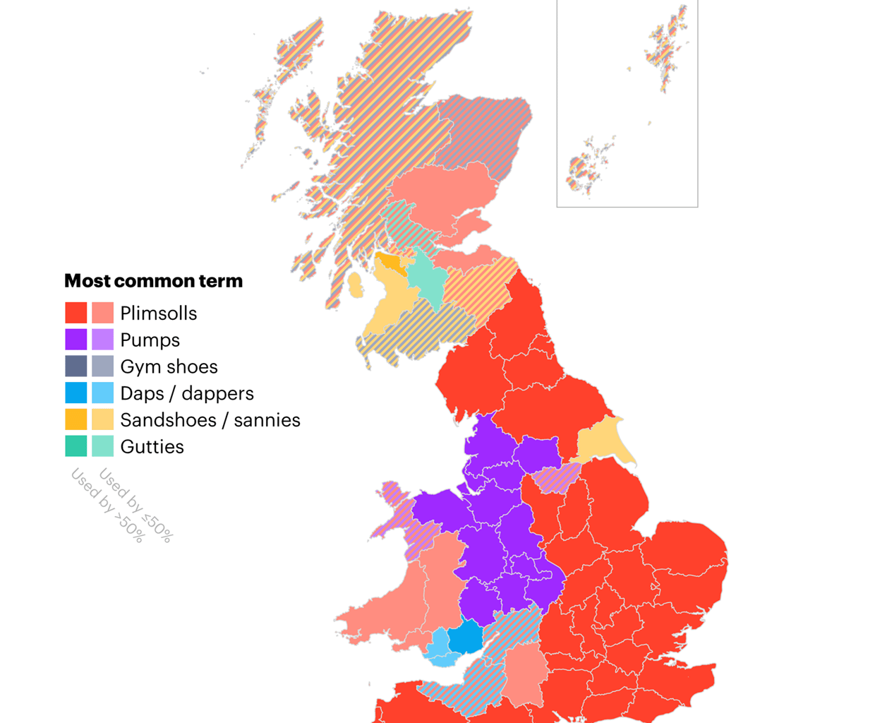 [OC] What do Britons call school canvas trainers?