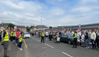 Anti-racism demonstrators stage counter-protest outside asylum seekers hotel