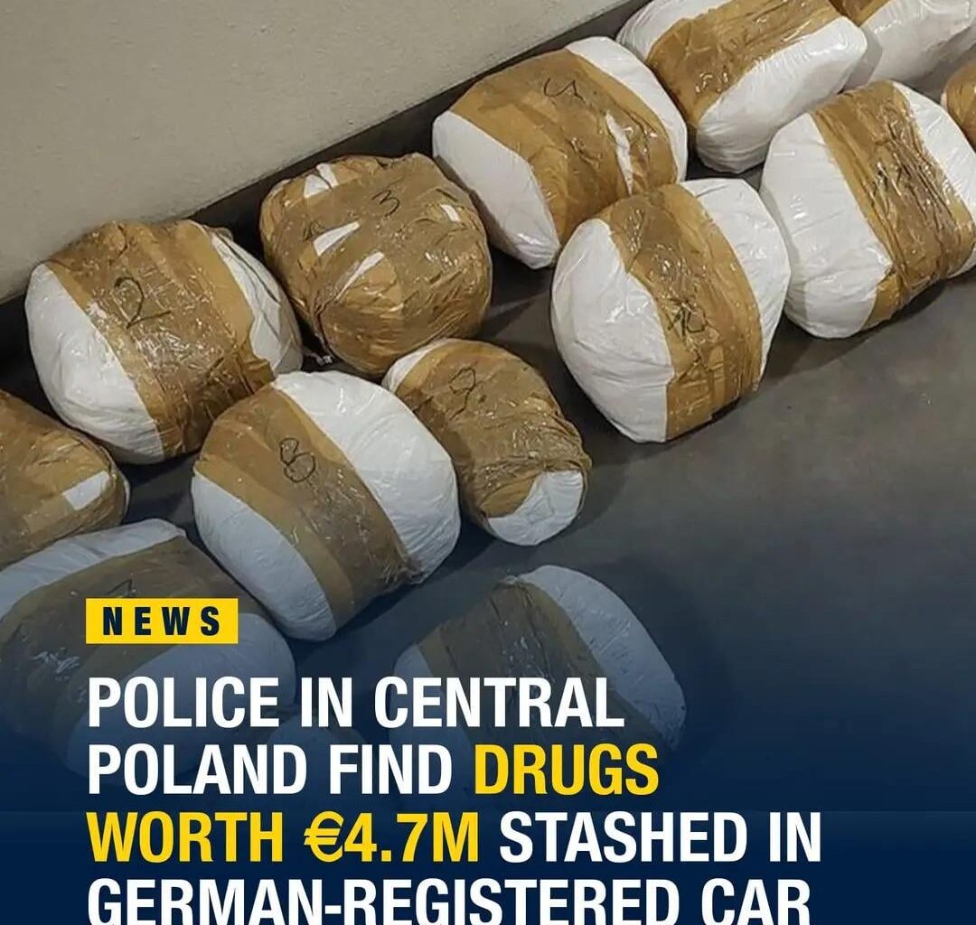 Police officers in central Poland have uncovered drugs with a black-market value of €4.7 million concealed in a dozen bags in the back of a car