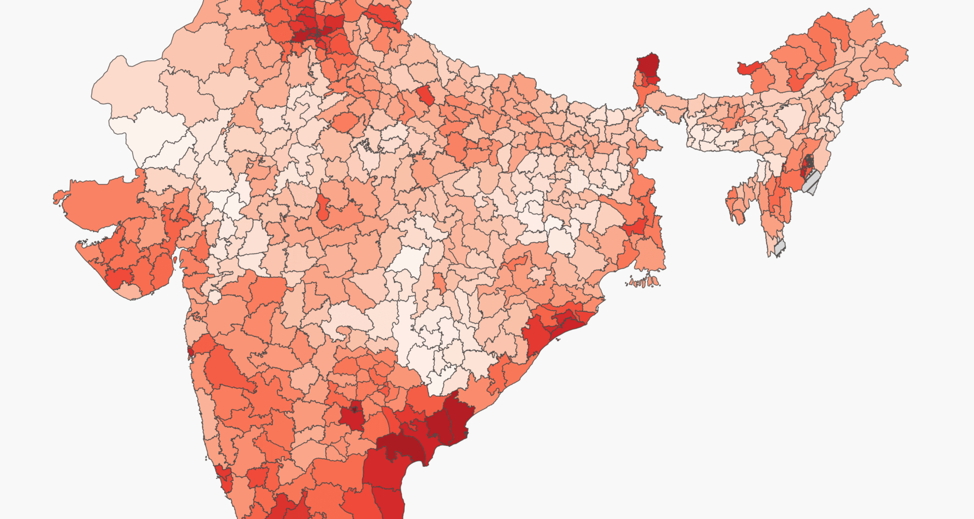 [OC] Obesity prevalence across Indian districts.