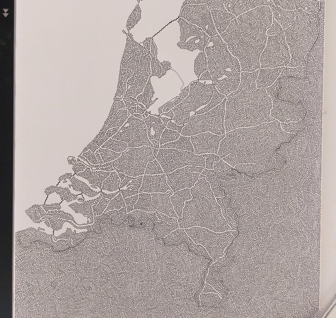 A map of the Netherlands I've drawn with one continuous line.