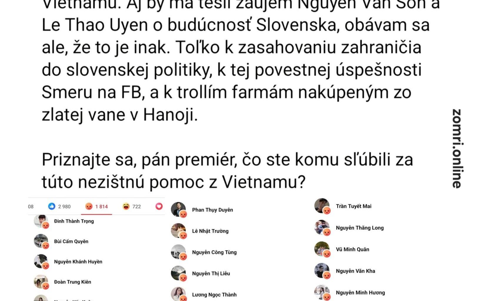 Vietnamci sleduju Slovensku politiku...