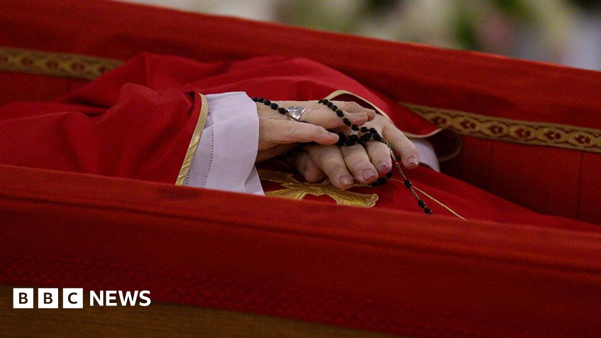 Cardinals take part in the rite of certification of death of Pope Francis in the chapel of Casa Santa Marta - 21 April 2025