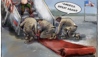 Pedo Shitler Assolini Trump made U.S. soldiers get on their hands and knees to roll out the red carpet for a genocidal dictator with millions of deaths on his record. This isn’t leadership, it’s surrender. America has fallen.