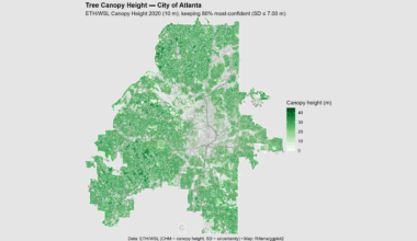 [OC] Tree Canopy Height in Atlanta, GA