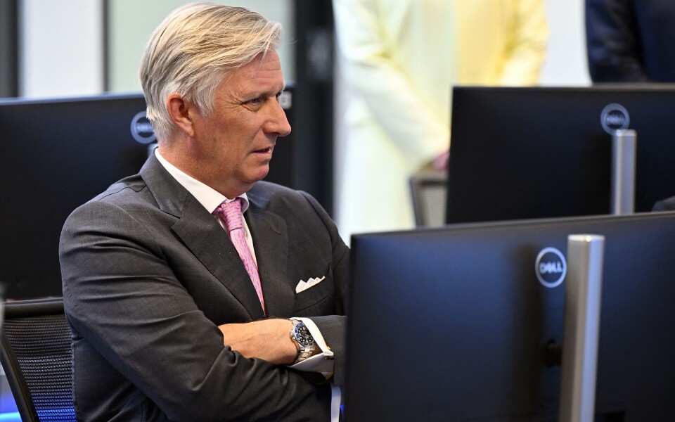 Philippe de Belgique lors d'une visite au Centre de cybersécurité Idelux à Libin, dans la province de Luxembourg, le 15 mai 2025.
