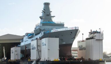 The first Type 26 City Class frigate, HMS Glasgow, has begun the float off process, which will see her enter the water for the first time.