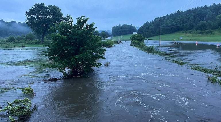 Photo: Severe flooding, blamed in part on global climate change due to greenhouse gas emissions, hit Vermont in July 2023 and in 2024. Courtesy photo.