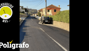Esta estrada no concelho de Santo Tirso foi alcatroada à volta de um carro estacionado na berma? [Verdadeiro, mas]