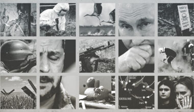 Collage of scenes from the Russian invasion of Ukraine