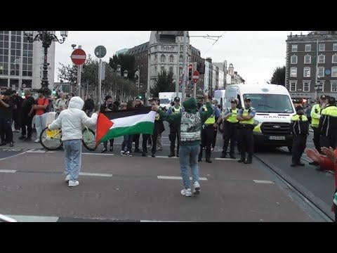 O'Connell Bridge blocked by Pro-Palestine protesters during rush hour