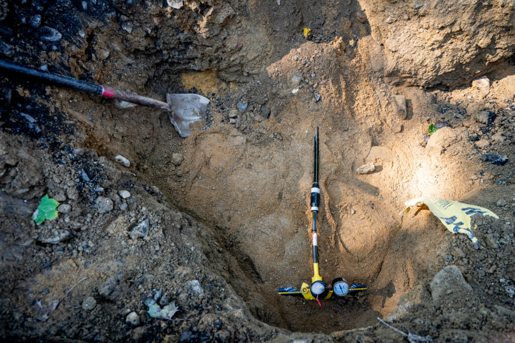 A newly laid natural gas main is seen in Andover, Mass. Credit: Gabe Souza/The Washington Post via Getty Images