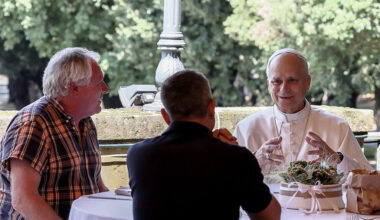 Pope Leo XIV hosts the homeless and poor for a mass and lunch. He attributes his faith as something to be lived out not just talked about. (Galazka / Vatican Pool-Corbis / Getty Images)