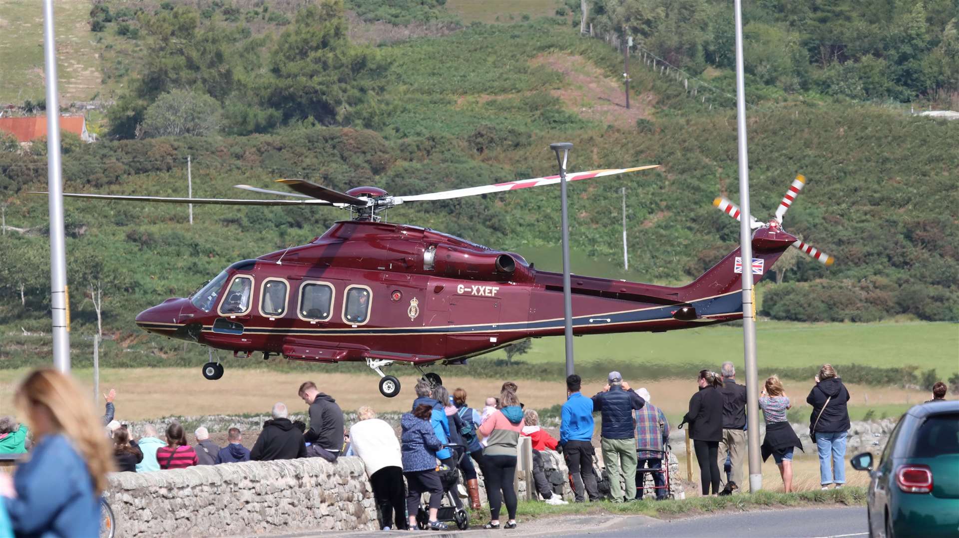 King Charles arrived at Brora and departed by helicopter. Picture: Peter Jolly