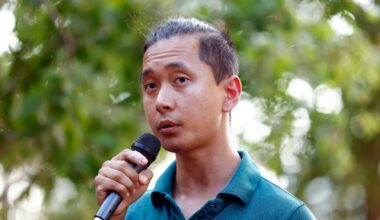 Sijan Shrestha, originally of Nepal but now living in Brighton, spoke about his experience of having Temporary Protected Status during a rally in solidarity with people from Honduras, Nepal, and Nicaragua.