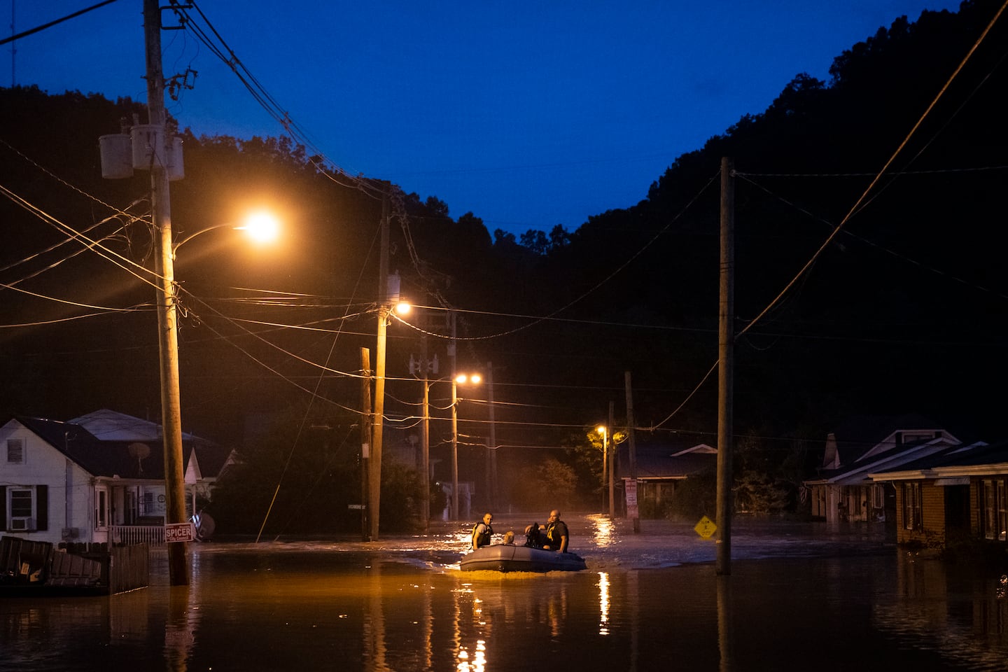 Members of the Jackson Fire Department prepared to conduct search and rescue operations in Jackson, Ky., in 2022. 