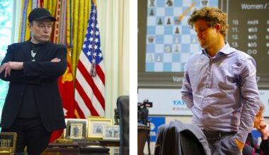 As Elon Musk's Grok 4 made blunder after blunder in the final, five-time world champion Magnus Carlsen was at hand to commentate -- and laugh -- at the errors. (PHOTOS: AP, Partha Paul/Express Photos)