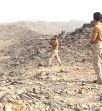 On the Saudi-Yemeni border, a Saudi soldier shoots down a Houthi surveillance drone using an RPG