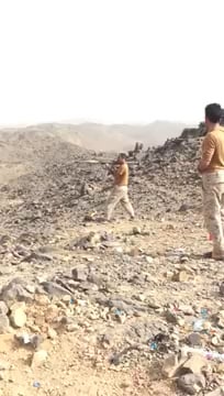 On the Saudi-Yemeni border, a Saudi soldier shoots down a Houthi surveillance drone using an RPG