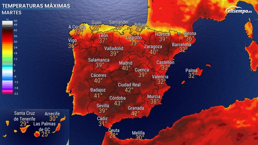 ola de calor agosto maximas martes