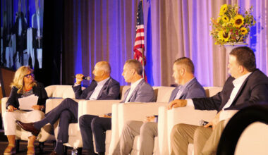 From left: NARUC President Tricia Pridemore; Corey Hessen, Homer City Redevelopment; Pablo Koziner, GE Vernova; Bryan Sullivan, Bekaert Corporation; Steve Tompkins, Osmose