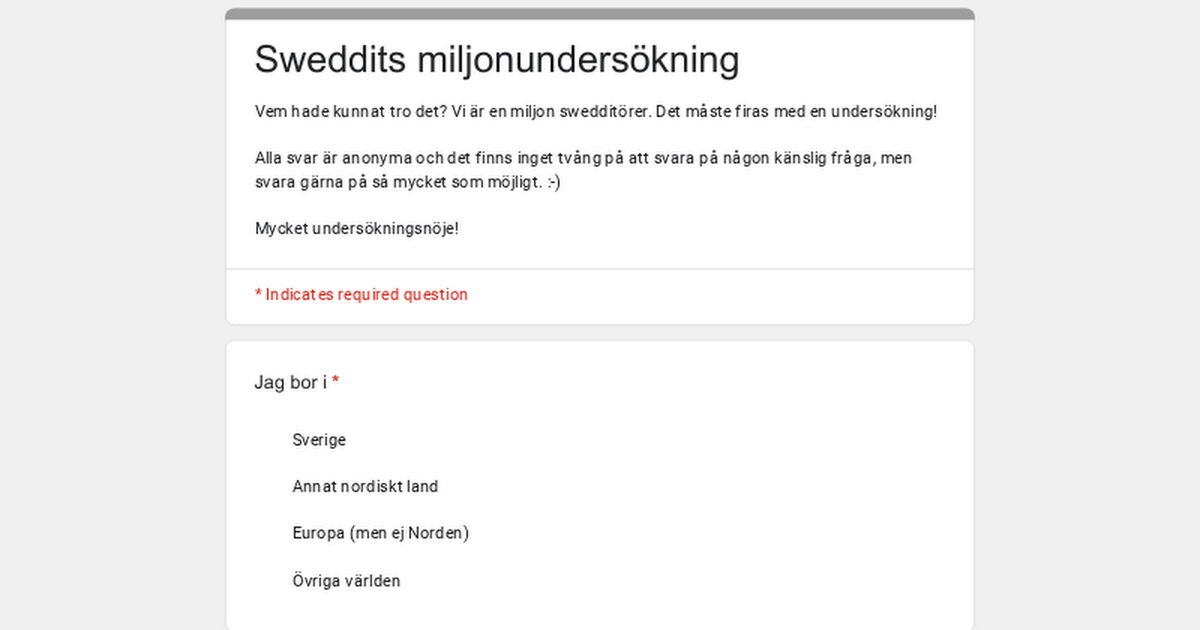 Sweddits miljonundersökning