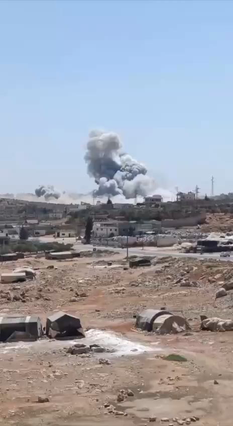 Ammunition depot exploding in Idlib province, Syria. Thursday 14th August 2025.