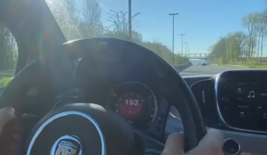 Fiat 500 Abarth driving at 200km/h near Rosiere in Belgium. Don't film yourself committing crimes...