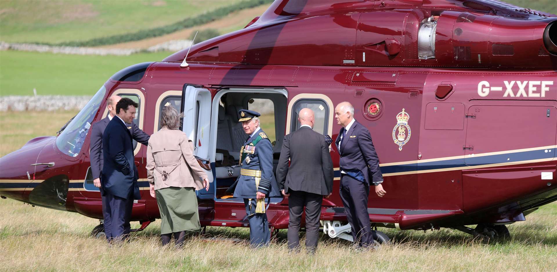 After his visit to Brora, King Charles flew, who was wearing the uniform of the Marshal of the Royal Air Froce, flew on to RAF Lossiemouth. Picture: Peter Jolly.