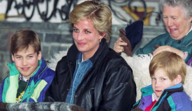 Prince William, Princess Diana, and Prince Harry ride in a sleigh