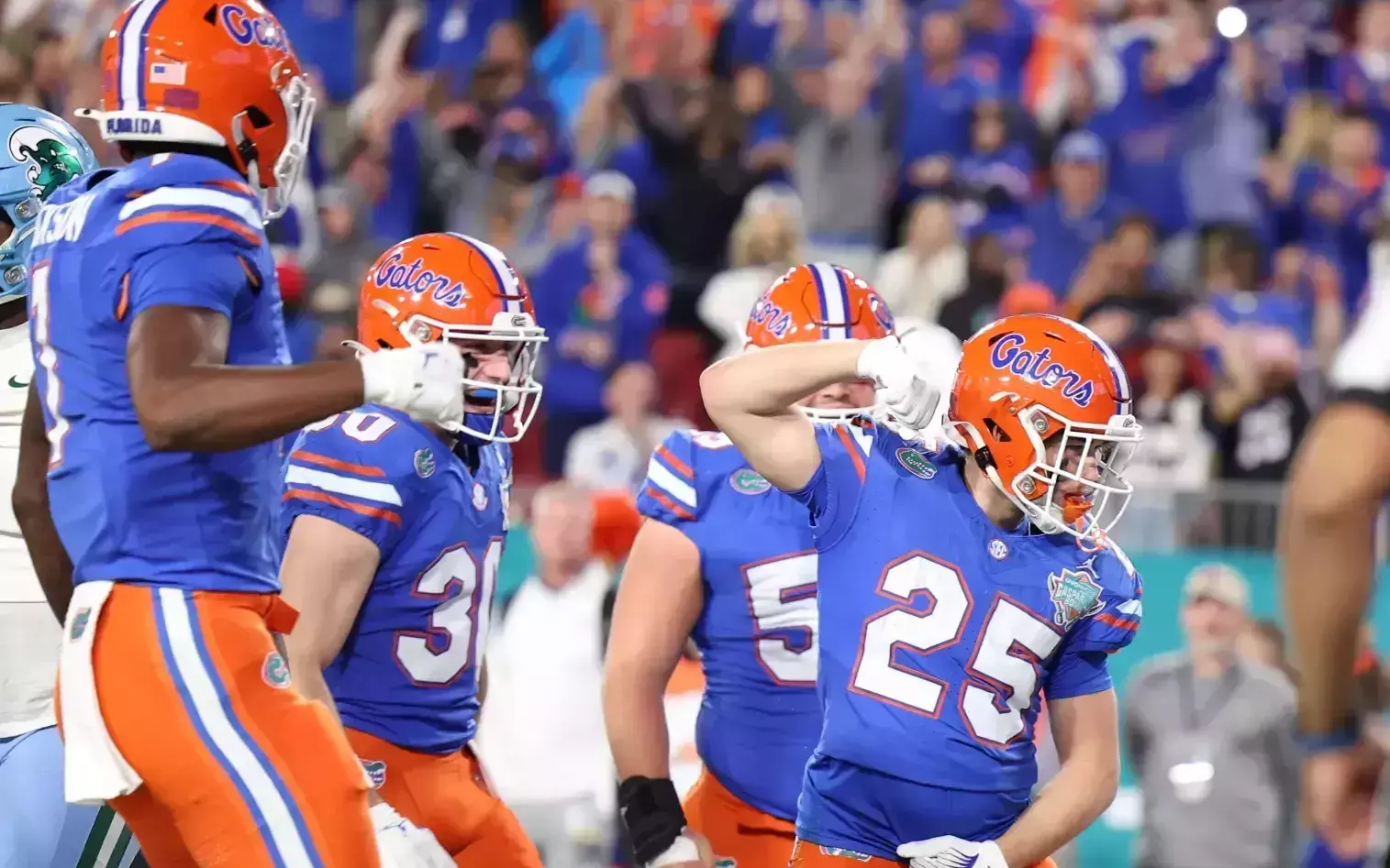 during the Gators' game against the Tulane Green Waves in the Gasparilla Bowl on Friday, December 20, 2024 at Raymond James Stadium in Tampa, Fla. / UAA Communications photo by Katie Park
