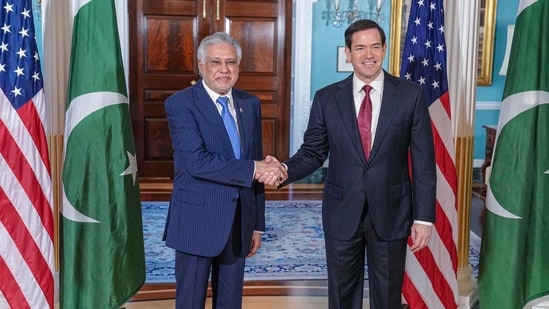 US Secretary of State Marco Rubio (R) meets Pakistan's Foreign Minister Ishaq Dar(X/@SecRubio) US Secretary of State Marco Rubio (R) meets Pakistan's Foreign Minister Ishaq Dar(X/@SecRubio)