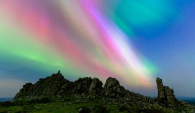 The northern lights, or aurora borealis, in the UK in 2024
