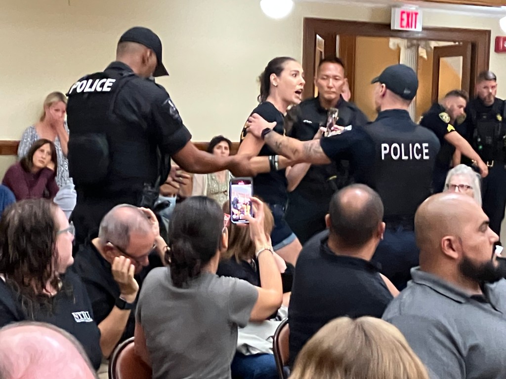 U.S. Rep. Sean Casten shouted down at La Grange town hall