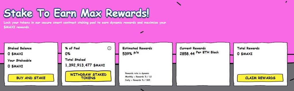 Maxi Doge Staking overview