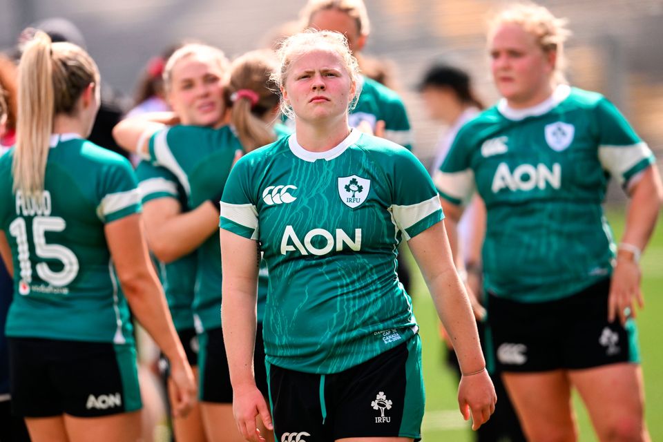 Dannah O'Brien of Ireland dejected after defeat