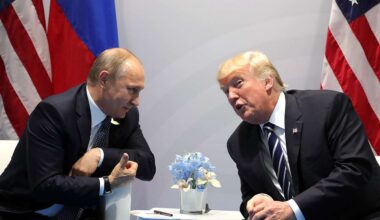 between U.S. President Donald Trump and Russian President Vladimir Putin